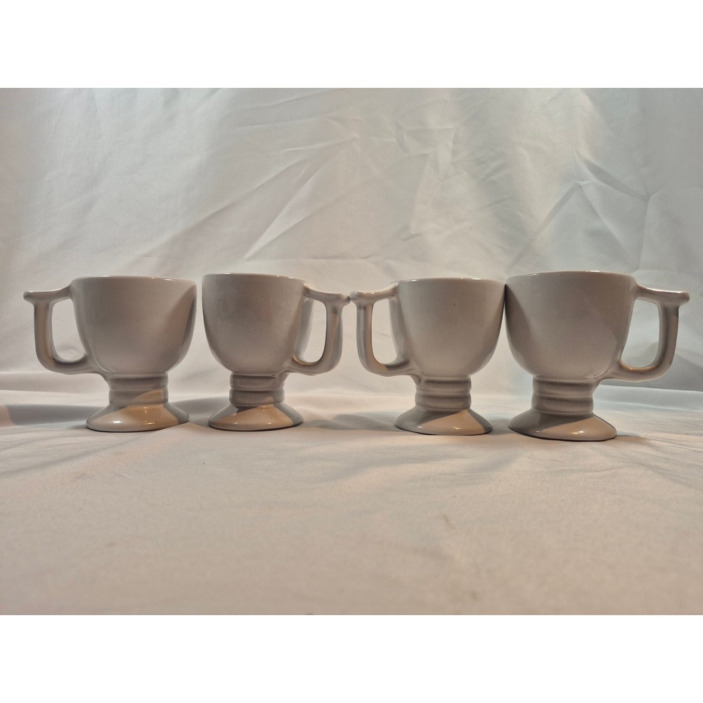 60s/70s Frankoma C13 White Sand Sapulpa Red Clay Footed Coffee Tea Mugs Set of 4